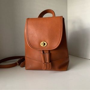 Vintage Coach Small Daypack Mini Backpack 9969 British Tan Turn Lock 90s Leather